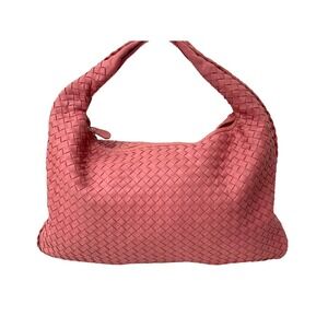 Bottega Veneta Intrecciato Shoulder Leather Bag Pink Hobo One